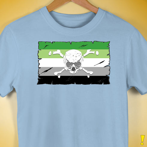 Aromantic Pride Pirate Flag Premium Unisex T-Shirt - Baby Blue