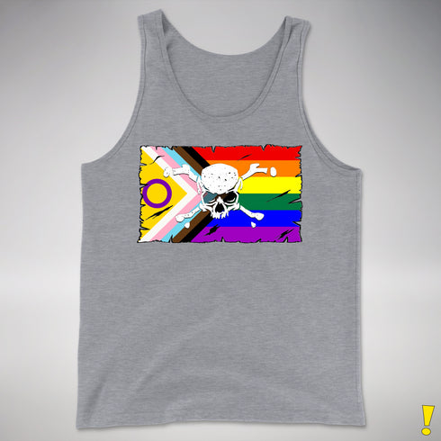 Intersex Inclusive Progress Pride Pirate Flag Premium Tank Top - Grey Heather