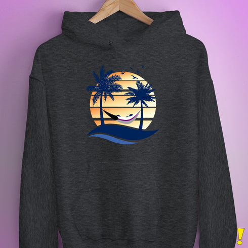 Demisexual Pride Hammock Summer Beach Sunset Hoodie - Dark Grey Heather