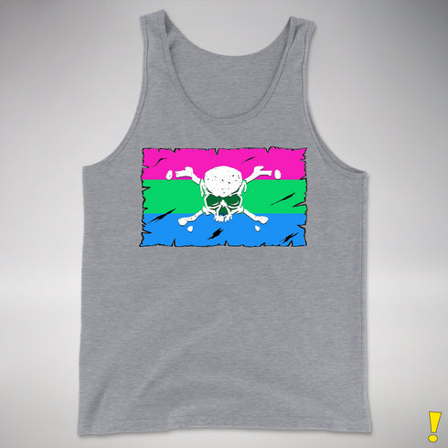 Polysexual Pride Pirate Flag Premium Tank Top - Grey Heather