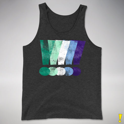MLM Gay Pride Grunge Exclamation Points Premium Tank Top - Charcoal Triblend