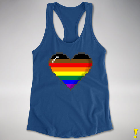 Philly LGBTQ Pride 8-Bit Pixel Heart Racerback Tank - Royal