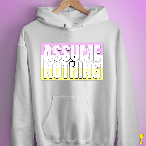 Assume Nothing Twink Pride Flag Hoodie - White