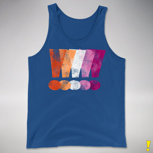 Distressed Lesbian Pride Graphic Exclamation Points Premium Tank Top - Royal Blue