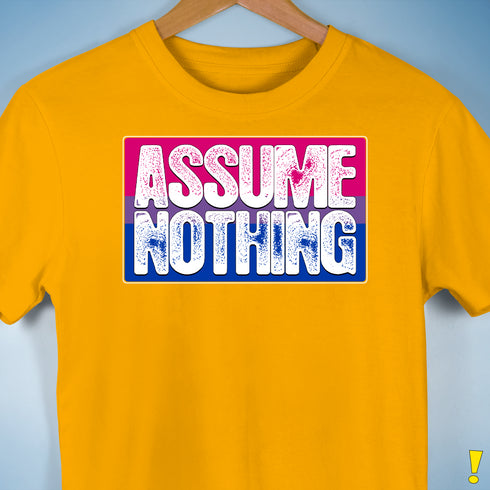 Assume Nothing Bisexual Pride Flag Premium Unisex T-Shirt - Gold