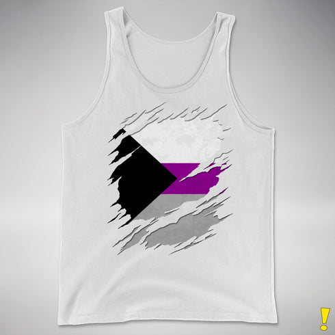 Demisexual Pride Flag Ripped Reveal Premium Tank Top - White