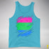 Polysexual Pride Flag Ripped Reveal Premium Tank Top - Aqua Triblend