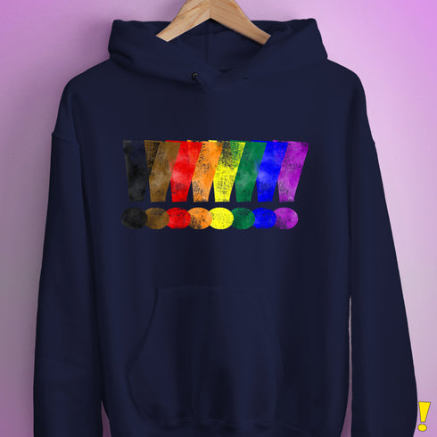 Distressed Philly LGBTQ Pride Whee! Exclamation Points Hoodie - Navy