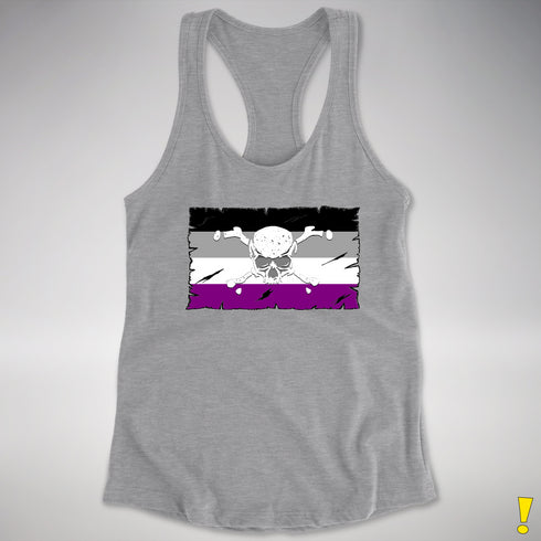 Asexual Pride Pirate Flag Racerback Tank - Heather Grey