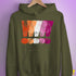 Distressed Lesbian Pride Graphic Exclamation Points Hoodie - Army