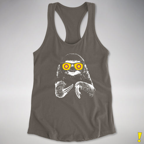 Pride Sloth Intersex Flag Sunglasses Women's Racerback Tank - Dark Grey