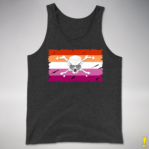 Lesbian Pride Pirate Flag Premium Tank Top - Charcoal Triblend