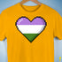 Genderqueer Pride 8-Bit Pixel Heart Premium Unisex T-Shirt - Gold
