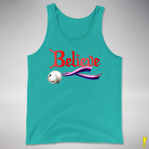 Believe Genderfluid Pride Jingle Bell Premium Tank Top - Teal