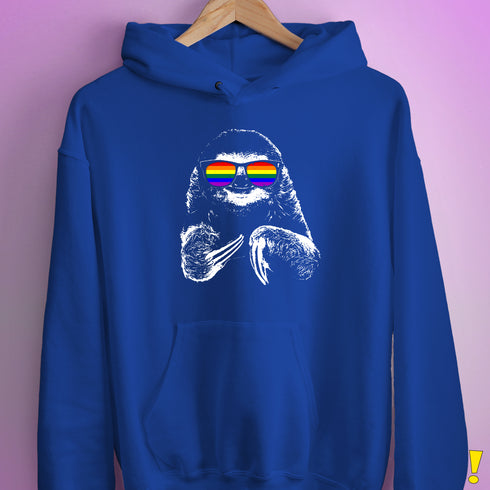 Pride Sloth LGBTQ Flag Sunglasses Hoodie - Royal Blue