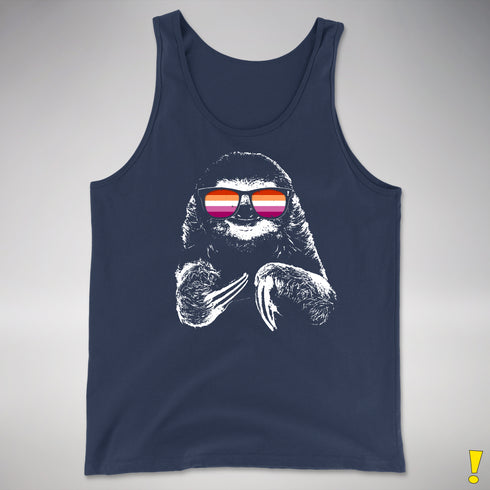 Pride Sloth Lesbian Flag Sunglasses Premium Tank Top - Navy