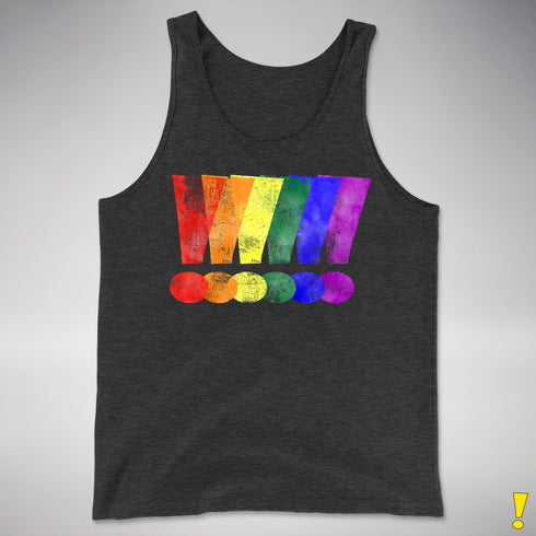LGBTQ Pride Exclamation Points Premium Tank Top - Charcoal Triblend