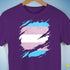 Transgender Pride Flag Ripped Reveal Premium Unisex T-Shirt - Purple