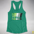Distressed Aromantic Pride Exclamation Points Women's Racerback Tank - Kelly Green