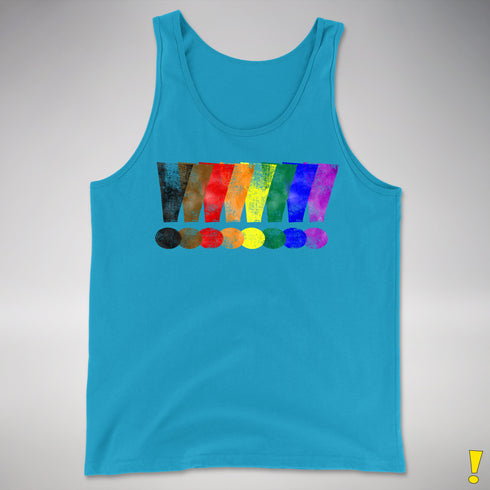 Distressed Philly LGBTQ Pride Whee! Exclamation Points Premium Tank - Neon Blue