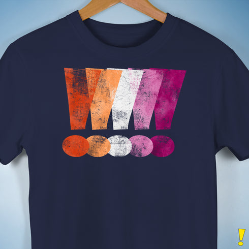 Distressed Lesbian Pride Graphic Exclamation Points Premium Unisex - Navy