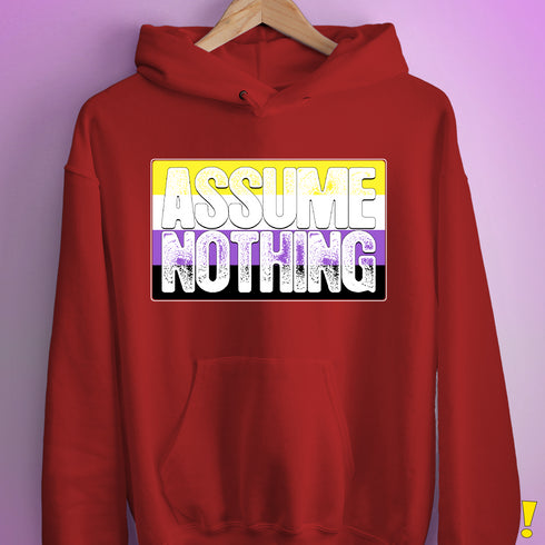 Assume Nothing Nonbinary Pride Flag Hoodie - Red
