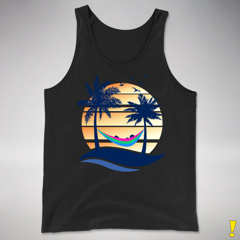 Polysexual Pride Hammock Summer Beach Sunset Premium Tank Top - Black