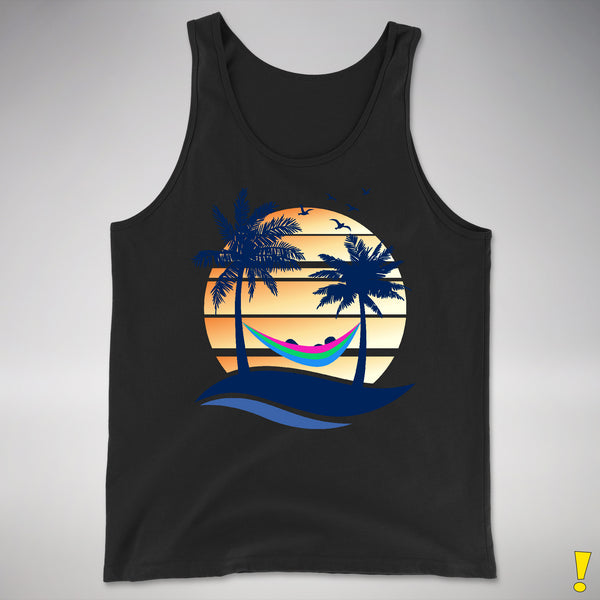 Polysexual Pride Hammock Summer Beach Sunset Premium Tank Top - Black
