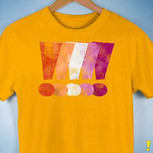 Distressed Lesbian Pride Graphic Exclamation Points Premium Unisex - Gold