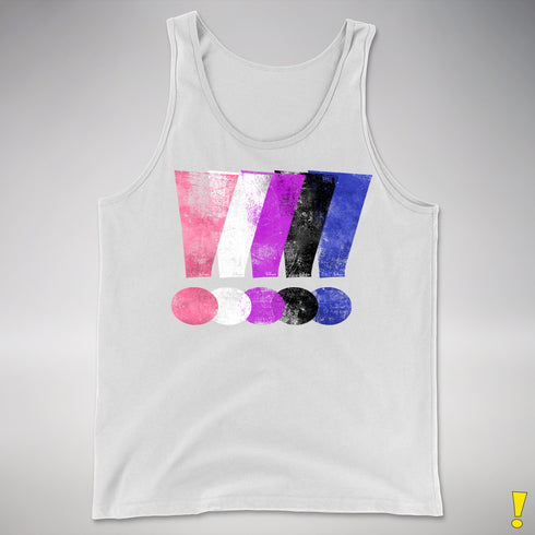 Genderfluid Pride Grunge Exclamation Points Premium Tank Top - White