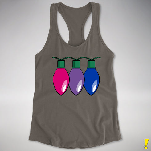 Bisexual Pride Christmas Lights Racerback Tank - Dark Grey