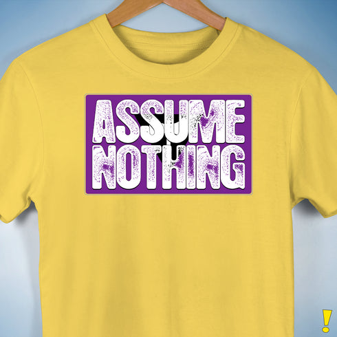 Assume Nothing Lesbian Labrys Pride Flag Premium Unisex T-Shirt - Yellow