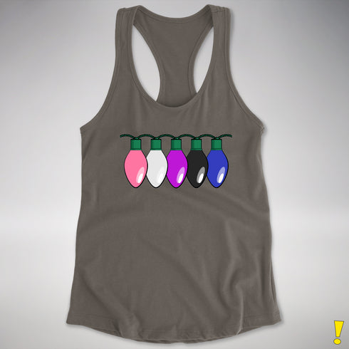 Genderfluid Pride Christmas Lights Racerback Tank - Dark Grey
