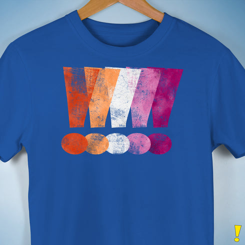 Distressed Lesbian Pride Graphic Exclamation Points Premium Unisex - Royal Blue