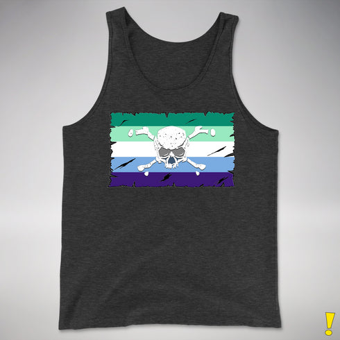 Gay Male Pride Pirate Flag Premium Tank Top - Charcoal Triblend