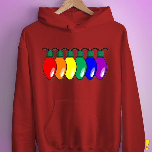LGBTQ Pride Christmas Lights Hoodie - Red