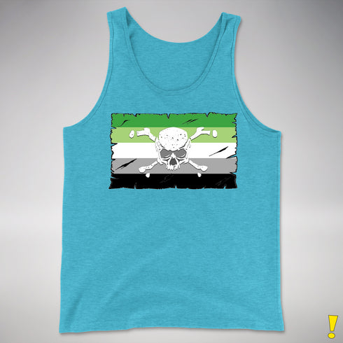 Aromantic Pride Pirate Flag Premium Tank Top - Aqua Triblend