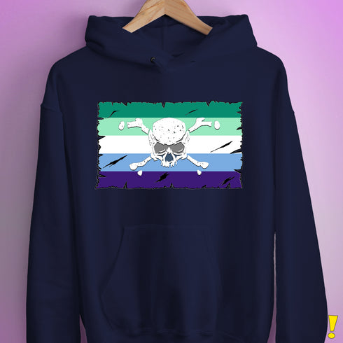 Gay Male Pride Pirate Flag Hoodie - Navy