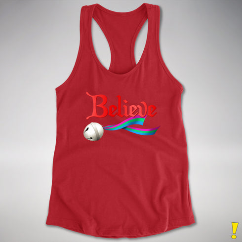 Believe Polysexual Pride Jingle Bell Racerback Tank - Red