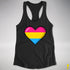Pansexual Pride 8-Bit Pixel Heart Racerback Tank - Black