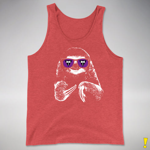 Pride Sloth Lesbian Labrys Flag Sunglasses Premium Tank Top - Red Triblend