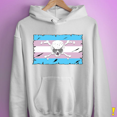 Transgender Pride Pirate Flag Hoodie - White
