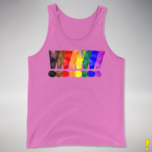 Distressed Philly LGBTQ Pride Whee! Exclamation Points Premium Tank - Neon Pink