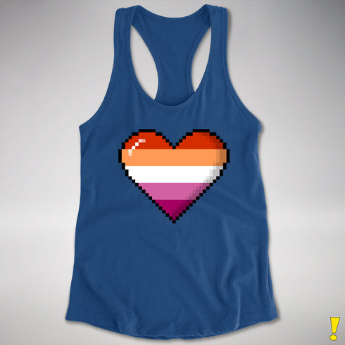 Lesbian Pride 8-Bit Pixel Heart Racerback Tank - Royal