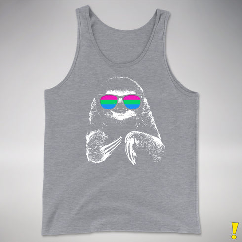Pride Sloth Polysexual Flag Sunglasses Premium Tank Top - Grey Heather