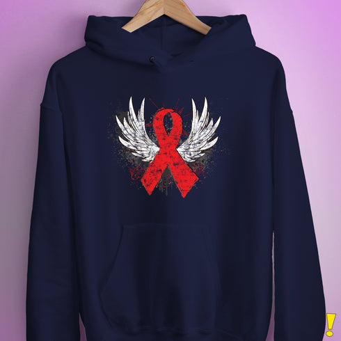 Winged Red Ribbon - World AIDS Day Hoodie - Navy
