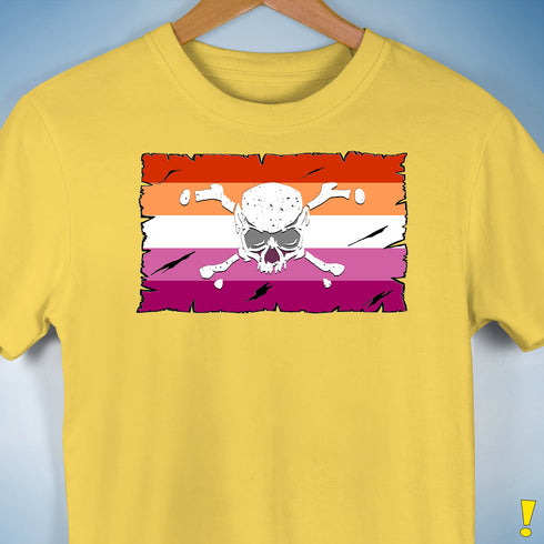 Lesbian Pride Pirate Flag Premium Unisex T-Shirt - Yellow