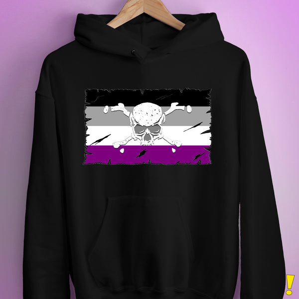 Asexual Pride Pirate Flag Hoodie - Black