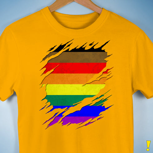 Philly LGBTQ Gay Pride Flag Ripped Reveal Premium Unisex T-Shirt - Gold