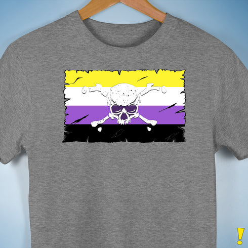Nonbinary Pride Pirate Flag Premium Unisex T-Shirt - Grey Heather